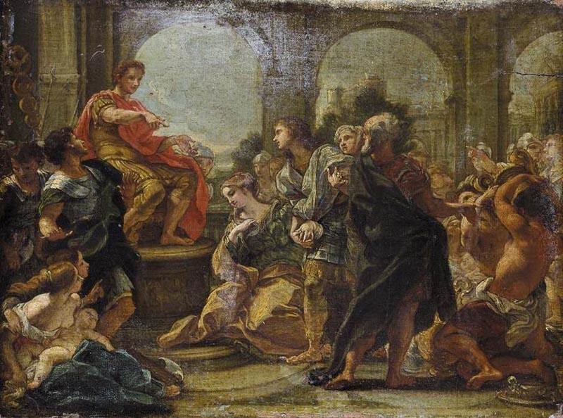 Giovanni Battista Gaulli Called Baccicio Painting depicting historical episode between Scipio Africanus and Allucius